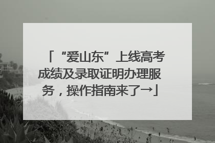 “爱山东”上线高考成绩及录取证明办理服务，操作指南来了→