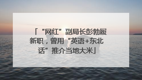“网红”副局长彭勃履新职，曾用“英语+东北话”推介当地大米