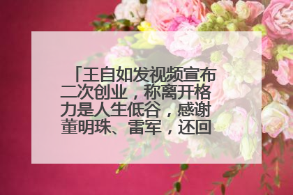 王自如发视频宣布二次创业，称离开格力是人生低谷，感谢董明珠、雷军，还回应了“工资条”：清楚自己要什么……