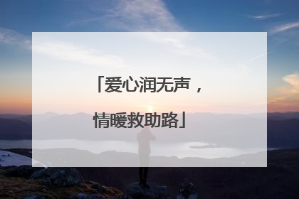 爱心润无声，情暖救助路