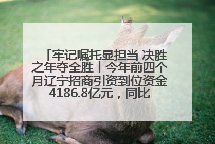 牢记嘱托显担当 决胜之年夺全胜丨今年前四个月辽宁招商引资到位资金4186.8亿元，同比增长17.4%