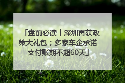 盘前必读丨深圳再获政策大礼包；多家车企承诺支付账期不超60天