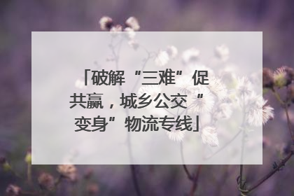 破解“三难”促共赢，城乡公交“变身”物流专线