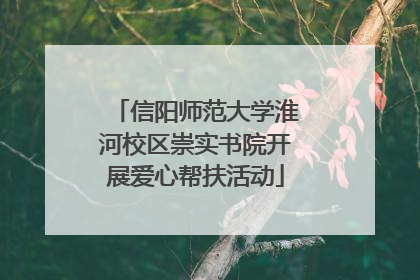 信阳师范大学淮河校区崇实书院开展爱心帮扶活动
