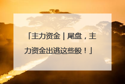 主力资金｜尾盘，主力资金出逃这些股！