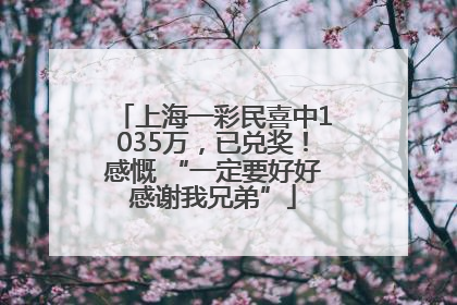 上海一彩民喜中1035万，已兑奖！感慨 “一定要好好感谢我兄弟”
