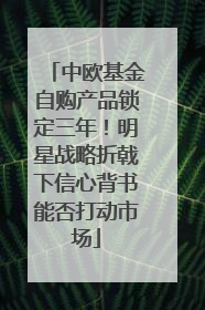 中欧基金自购产品锁定三年！明星战略折戟下信心背书能否打动市场