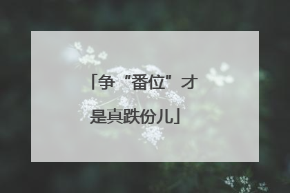 争“番位”才是真跌份儿