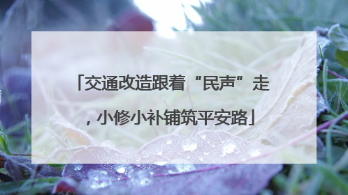 交通改造跟着“民声”走，小修小补铺筑平安路