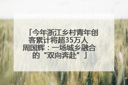 今年浙江乡村青年创客累计将超35万人 周国辉：一场城乡融合的“双向奔赴”