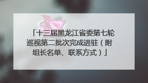 十三届黑龙江省委第七轮巡视第二批次完成进驻（附组长名单、联系方式）