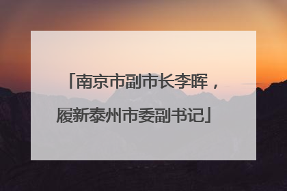 南京市副市长李晖，履新泰州市委副书记