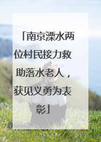 南京溧水两位村民接力救助落水老人，获见义勇为表彰