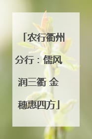 农行衢州分行：儒风润三衢 金穗惠四方