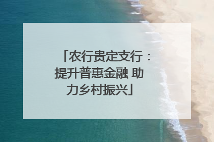农行贵定支行：提升普惠金融 助力乡村振兴