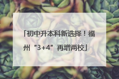 初中升本科新选择！福州“3+4”再增两校