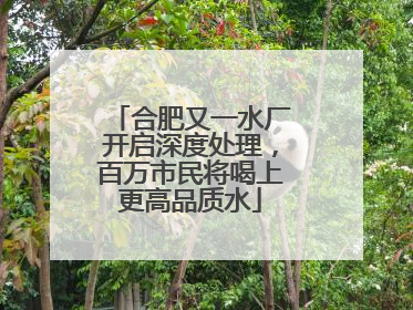 合肥又一水厂开启深度处理，百万市民将喝上更高品质水