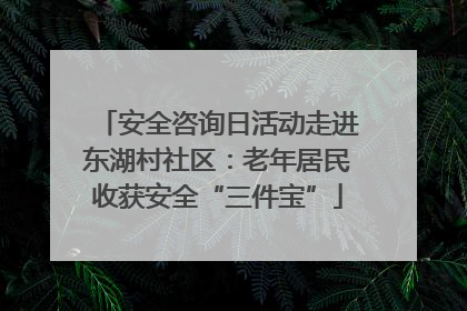 安全咨询日活动走进东湖村社区：老年居民收获安全“三件宝”