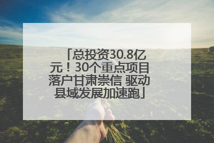 总投资30.8亿元！30个重点项目落户甘肃崇信 驱动县域发展加速跑