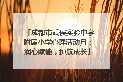 成都市武侯实验中学附属小学心理活动月：润心赋能，护航成长