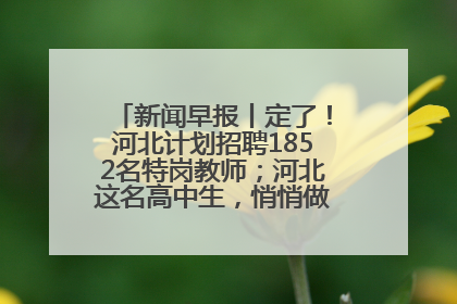 新闻早报丨定了！河北计划招聘1852名特岗教师；河北这名高中生，悄悄做了件超酷的事>>