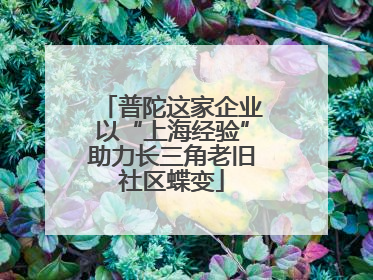 普陀这家企业以“上海经验”助力长三角老旧社区蝶变