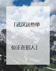 武汉这些单位正在招人