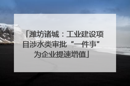 潍坊诸城：工业建设项目涉水类审批“一件事” 为企业提速增值