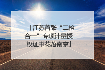 江苏首张“二检合一”专项计量授权证书花落南京