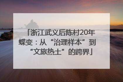 浙江武义后陈村20年蝶变：从“治理样本”到“文旅热土”的跨界