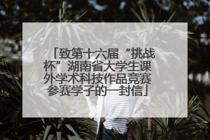 致第十六届“挑战杯”湖南省大学生课外学术科技作品竞赛参赛学子的一封信