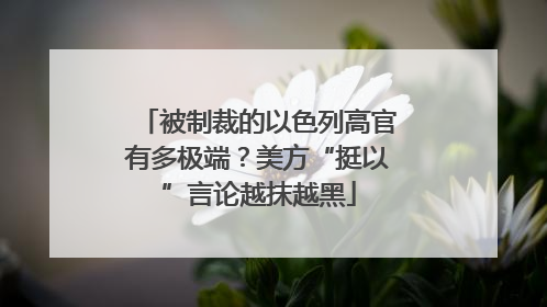 被制裁的以色列高官有多极端？美方“挺以”言论越抹越黑