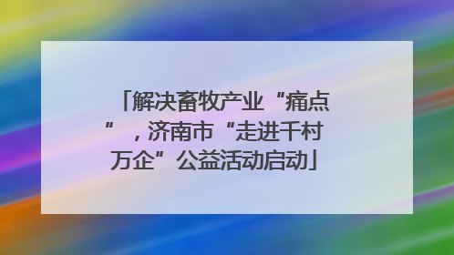 解决畜牧产业“痛点”，济南市“走进千村万企”公益活动启动