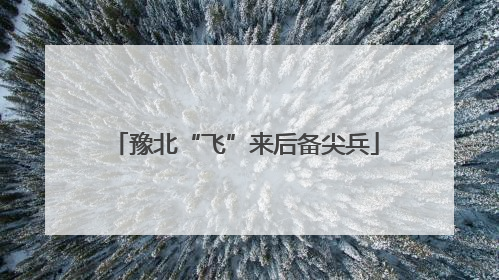 豫北“飞”来后备尖兵