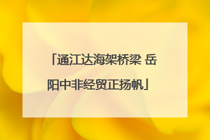 通江达海架桥梁 岳阳中非经贸正扬帆
