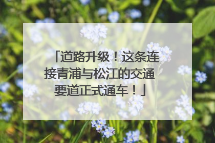 道路升级！这条连接青浦与松江的交通要道正式通车！