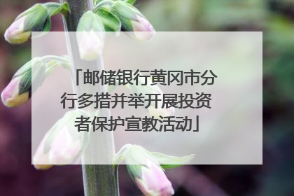 邮储银行黄冈市分行多措并举开展投资者保护宣教活动
