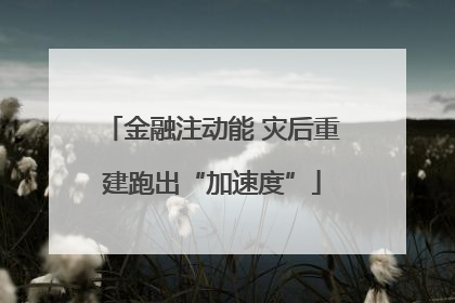 金融注动能 灾后重建跑出“加速度”