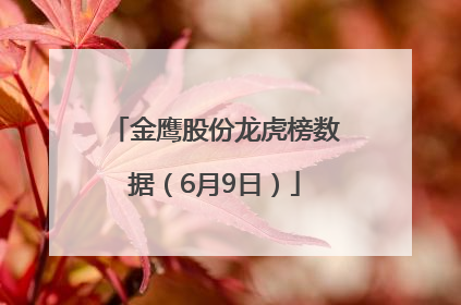 金鹰股份龙虎榜数据（6月9日）