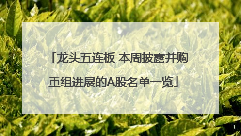 龙头五连板 本周披露并购重组进展的A股名单一览