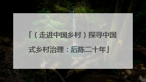 （走进中国乡村）探寻中国式乡村治理：后陈二十年