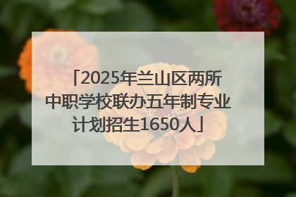 2025年兰山区两所中职学校联办五年制专业计划招生1650人